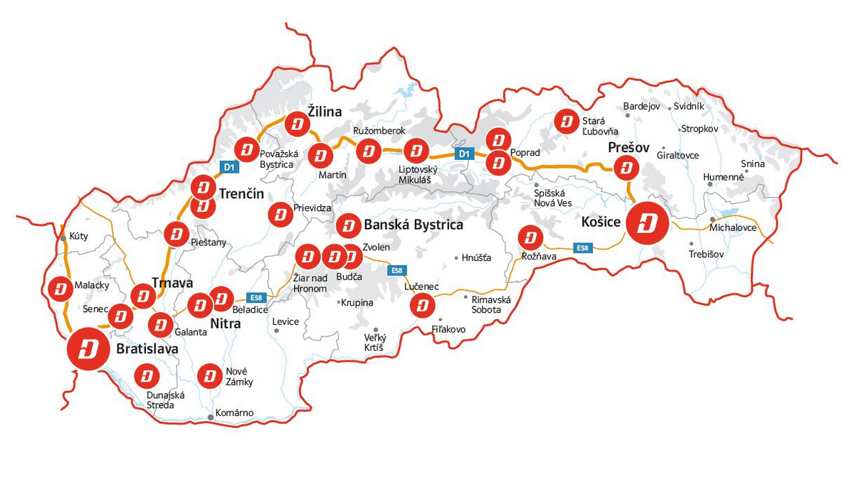 Mapa nabíjacích staníc ZSE Drive