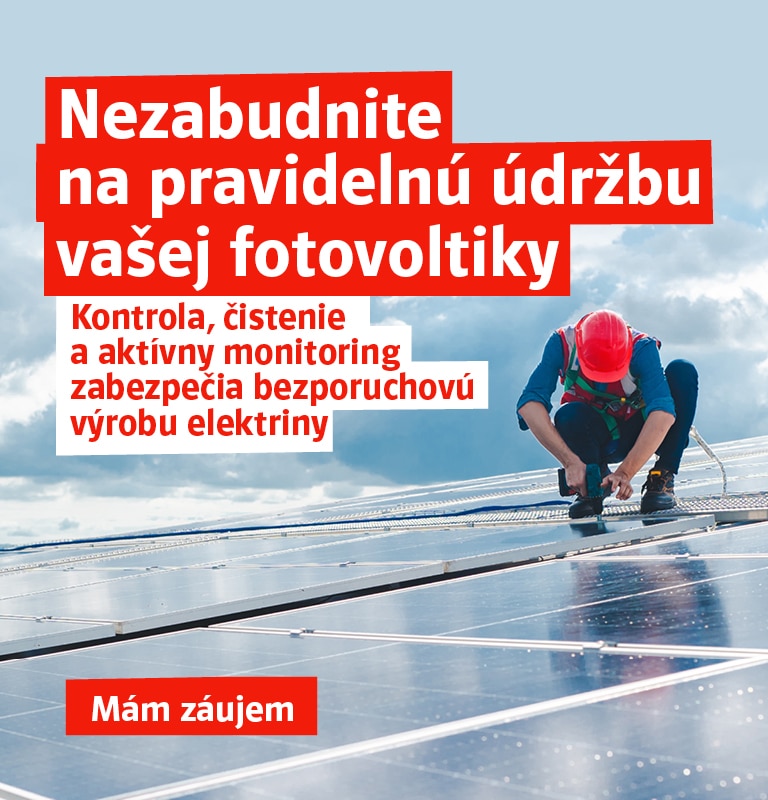 Nezabudnite na pravidelnú údržbu vašej fotovoltiky. Kontrola, čistenie a aktívny monitoring zabezpečia bezporuchovú výrobu elektriny. Mám záujem