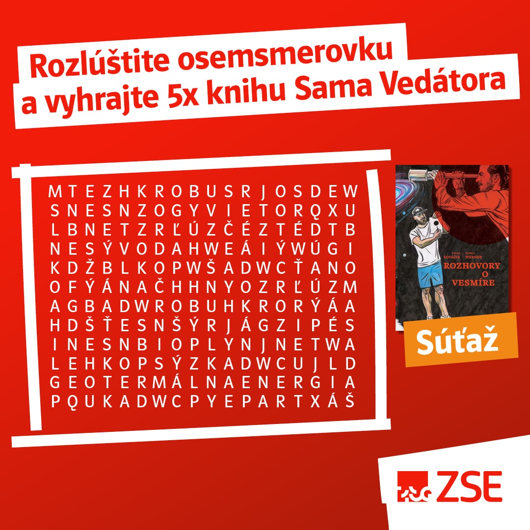 Súťaž ZSE. Rozlúštite osemsmerovku a vyhrajte 5x knihu Sama Vedátora